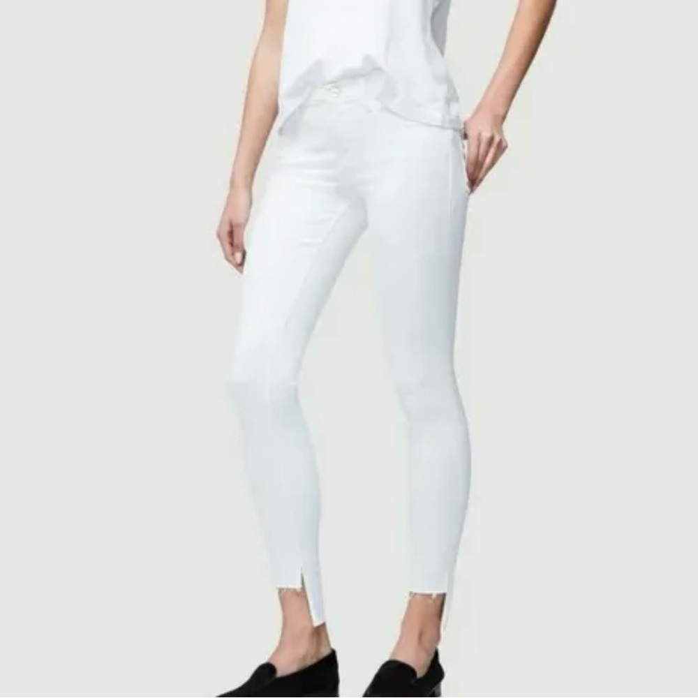 Frame Denim Le Skinny de Jeanne Raw Stagger Hem Jeans in Blanc Size 24